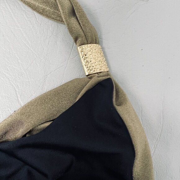 Venus Bikini Swim Top Womens DD Gold Metallic Halter Tie Adjustable Swimwear - Picture 5 of 7